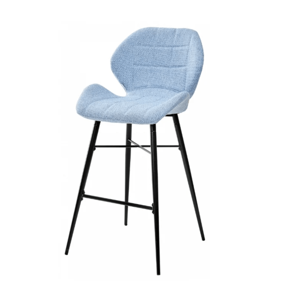 Голубой барный стул с черными ножками