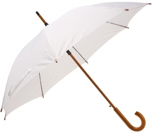 Зонт трость белый с темной деревянной ручкой