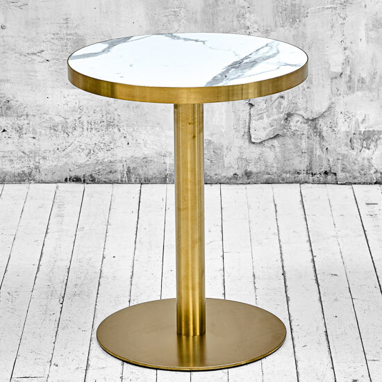 Стол на золотой ножке D60 под мрамор