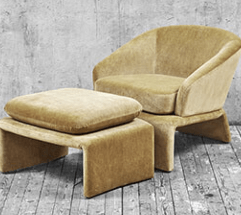 Кресло с пуфом для ног горчичное