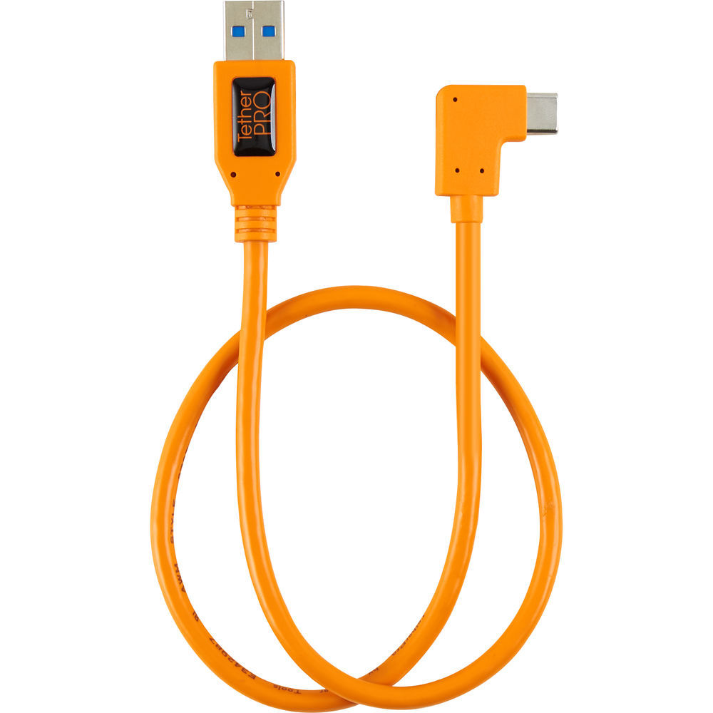 Tether Tools CUCRT02-ORG TetherPro USB 3.0 to USB-C Right Angle Adapter 50cm Orange кабель