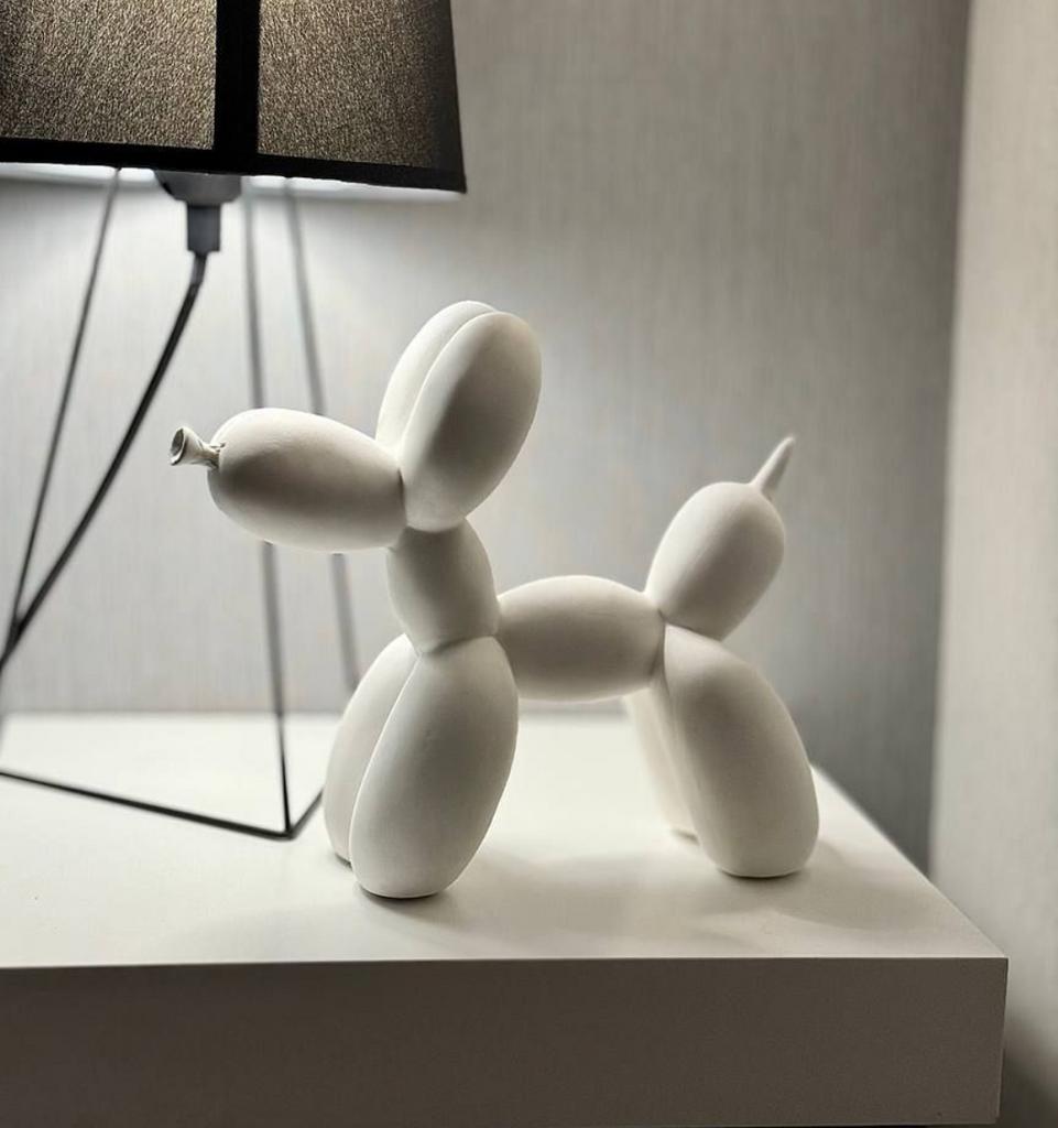 Статуэтка собака белая гипс