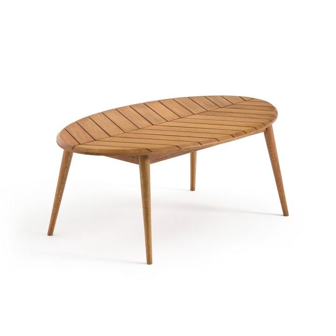 Эко стол журнальный из эвкалипта в форме листа