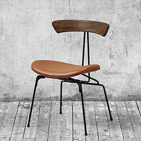 Стул, обит иск.кожей, основание из железа, спинка из ясеня (коричневый)