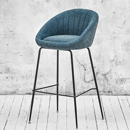 Стул барный синий тканевый