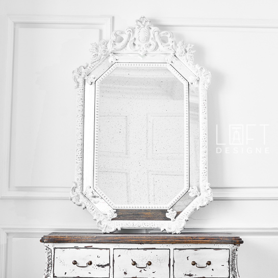 Зеркало белое в фигурной раме 90х142