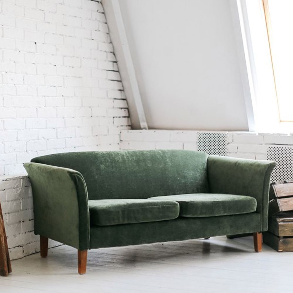 Диван тканевый винтажный советский темно-зеленый