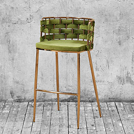 Барный стул, лён, иск.кожа (зеленый)