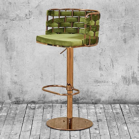 Барный стул, лён, иск.кожа (зеленый) с регулировкой по высоте