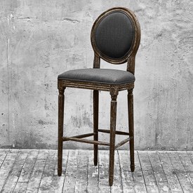Стул барный серый с деревянными ножками