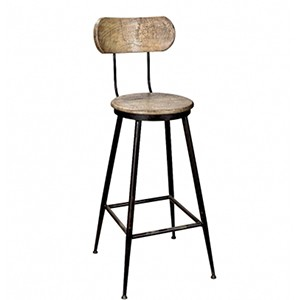 Стул барный металлический с деревянной спинкой