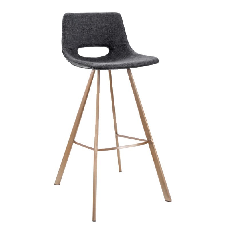 Стул мягкий серый высокий на латунных ножках