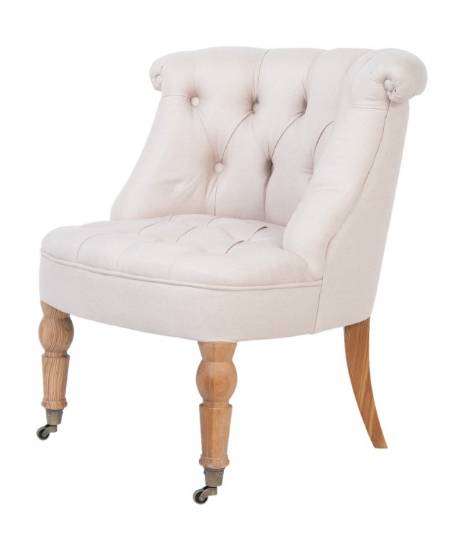 Кресло будуарное бежевое льняное