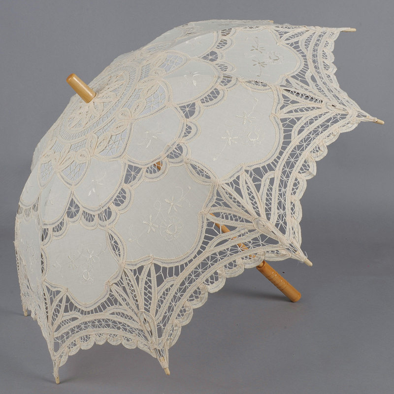 Зонт с ажурным плетением из натурального хлопка бежевый