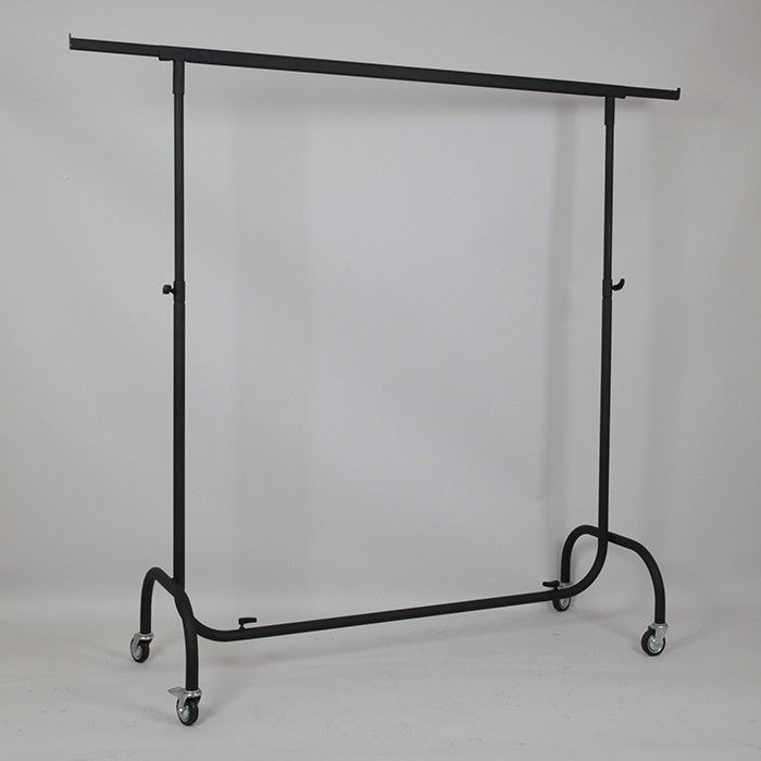 Рейл / Вешало для одежды с усиленными колесами черное/белое