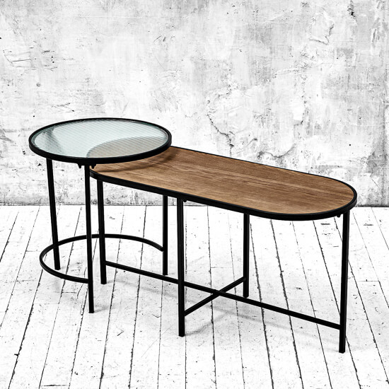 Набор кофейных столиков 1 стекло и 1 дерево