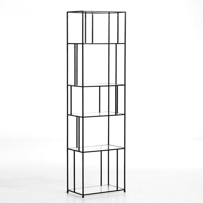 Книжный стеллаж из металла и стекла