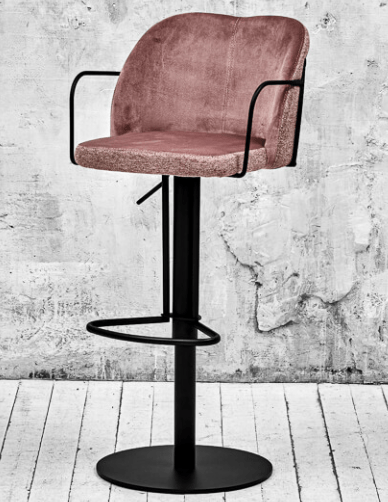 Барный стул розовый регулируемый на черном основании