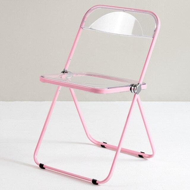 Стул прозрачный складной Plia  с нежно розовым каркасом