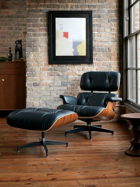 Кресло Eames Lounge в черной коже
