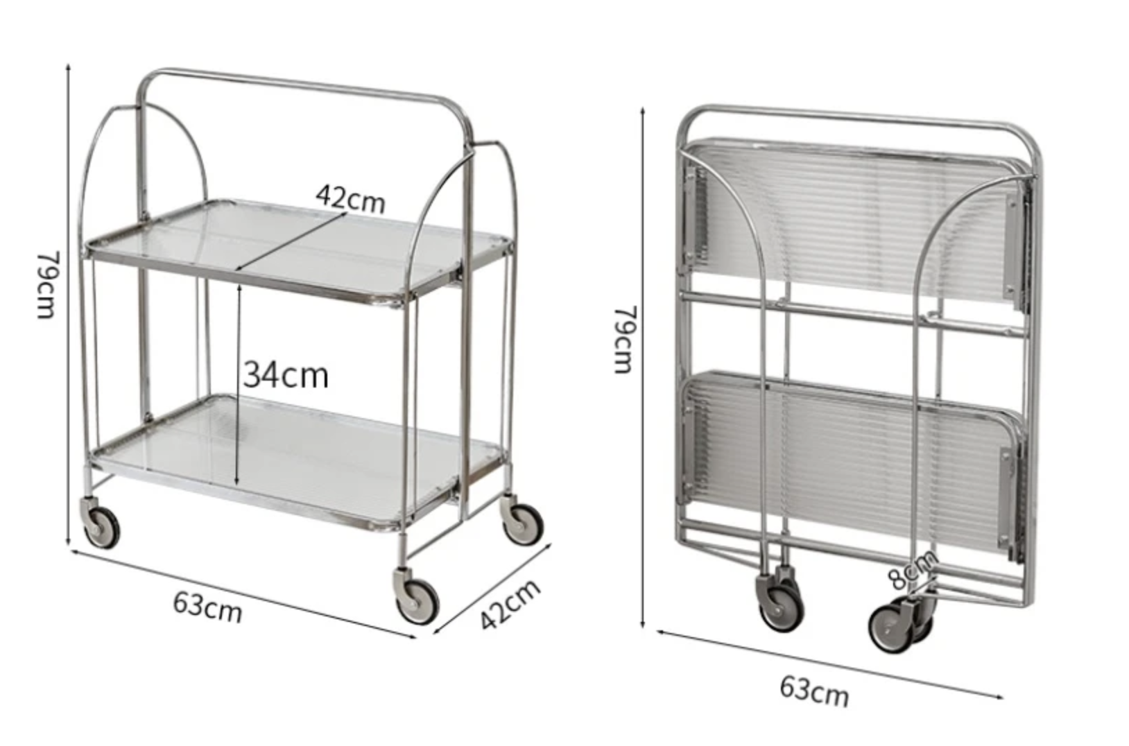 Сервировочный столик стеклянный Ripple Glass