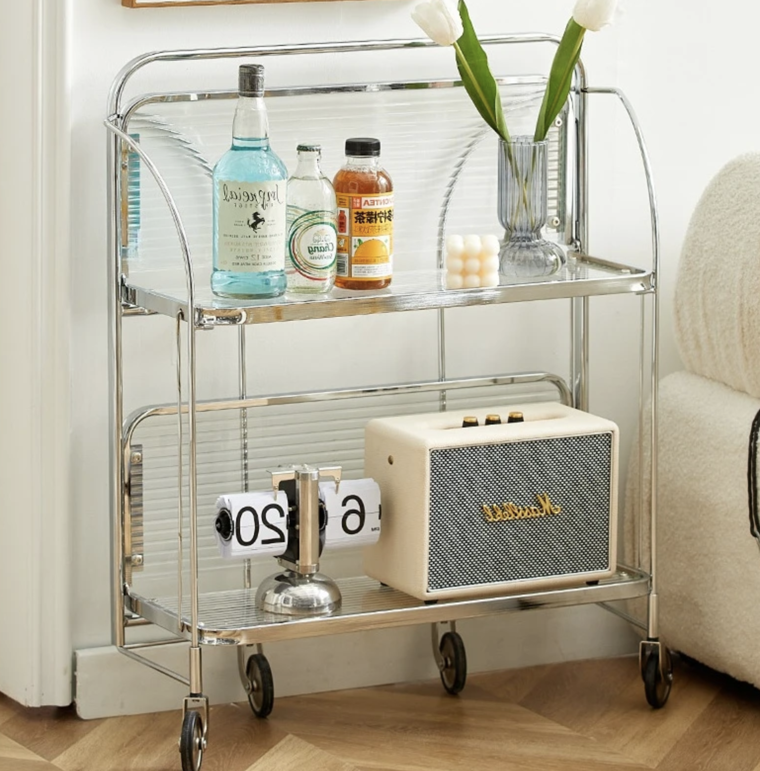 Сервировочный столик стеклянный Ripple Glass