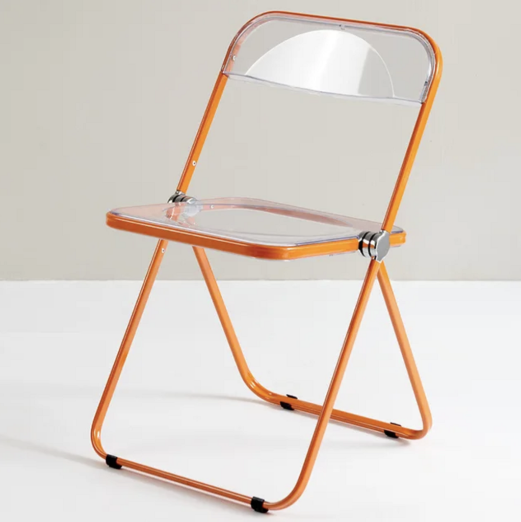 Стул прозрачный складной Plia с оранжевым каркасом