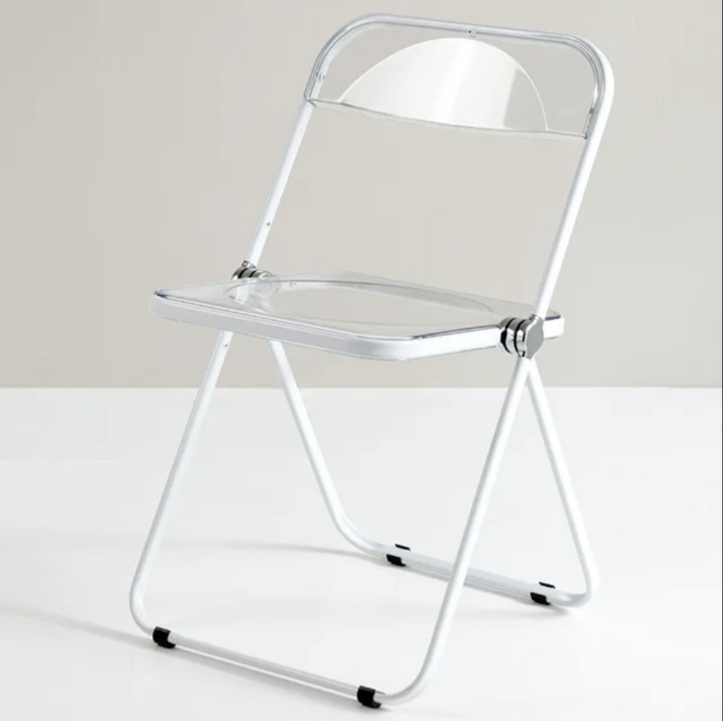 Стул прозрачный складной Plia с белым каркасом