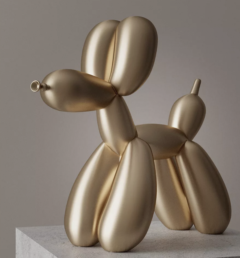 Статуэтка собака золотая матовая h18  20х8