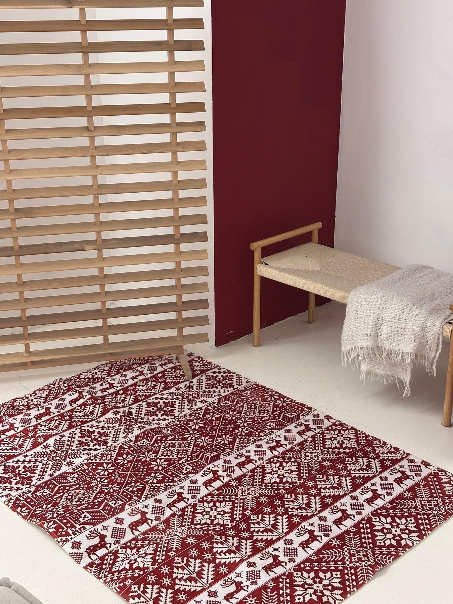 Новогодний ковер с оленями 116х160