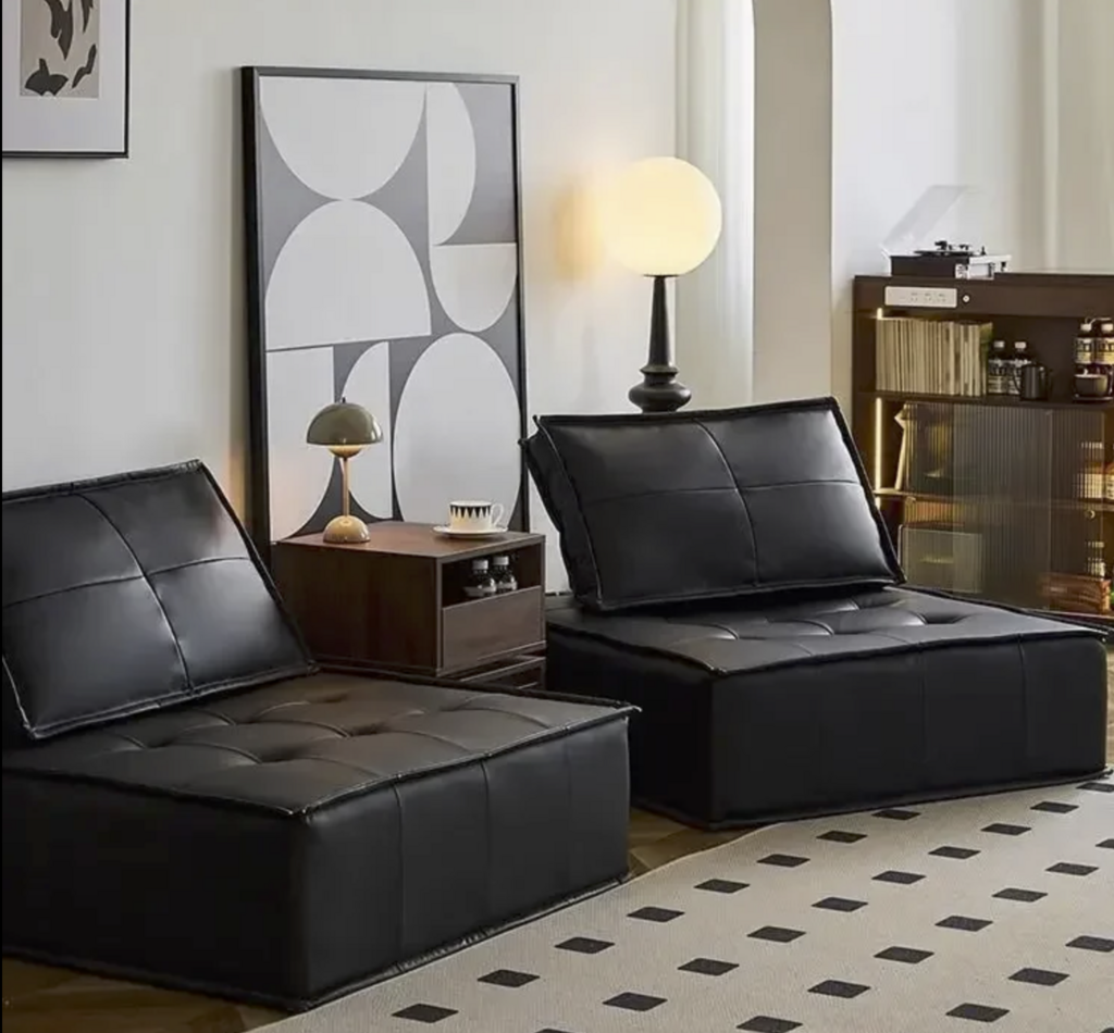 Диван двухмодульный черная экокожа