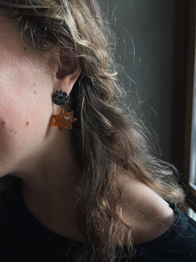 Серьги "Янтарные звезды"