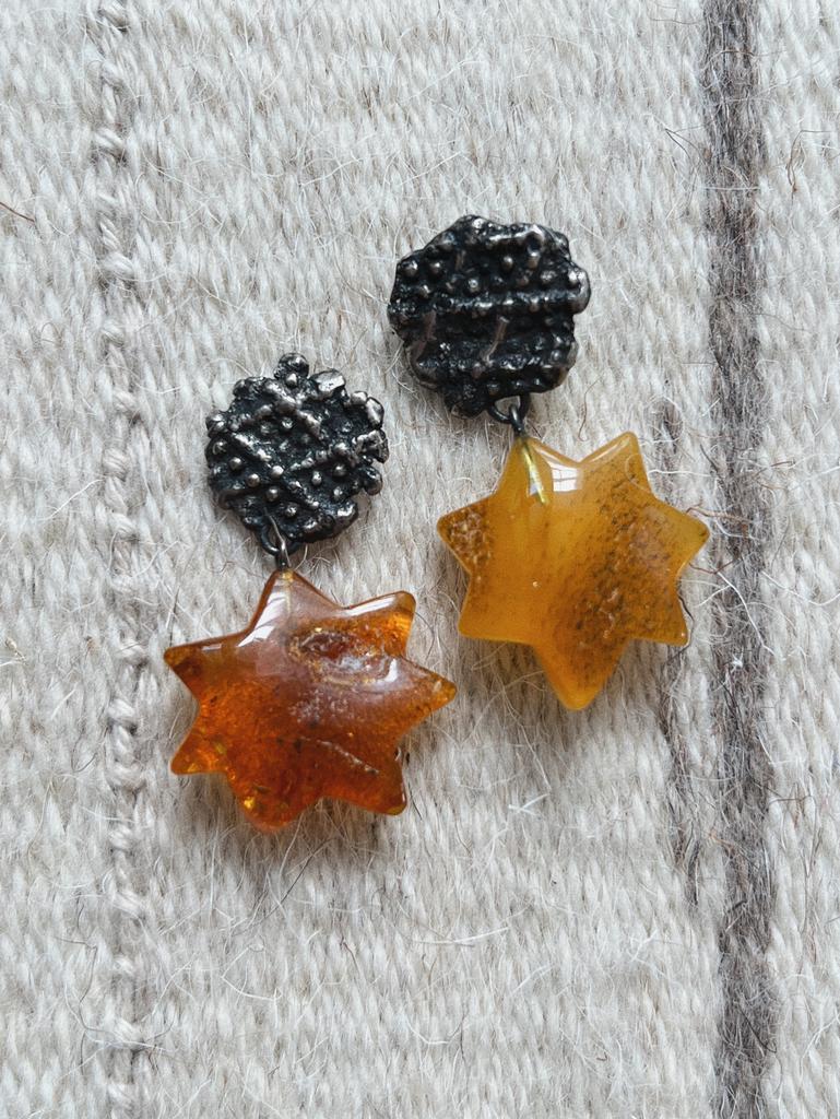 Серьги "Янтарные звезды"