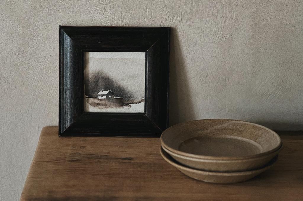 Акварель "Домик" в рамке