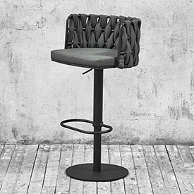 Барный стул, иск.кожа (темно-серый), железная ножка с регулировкой по высоте