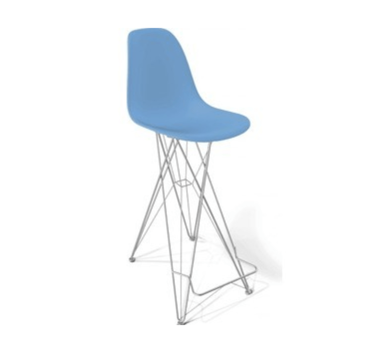 Стул голубой Eames на хромированном каркасе