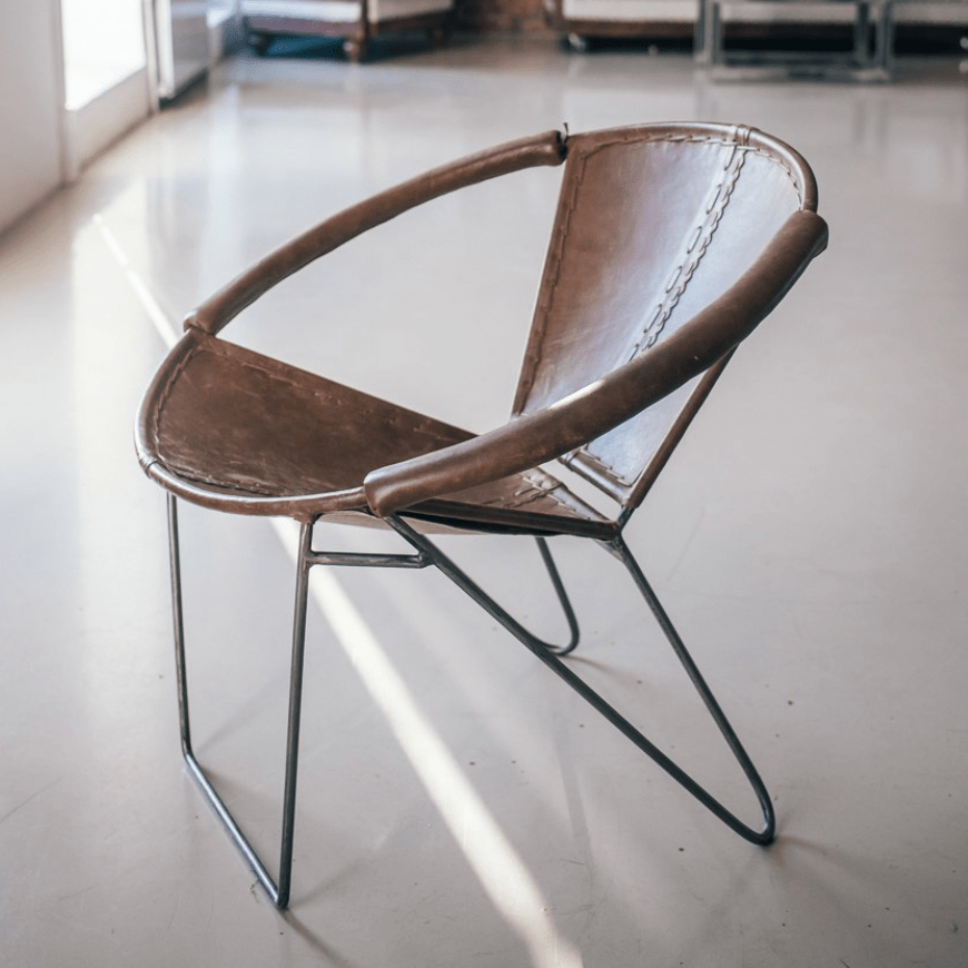 Кресло кожаное круглое