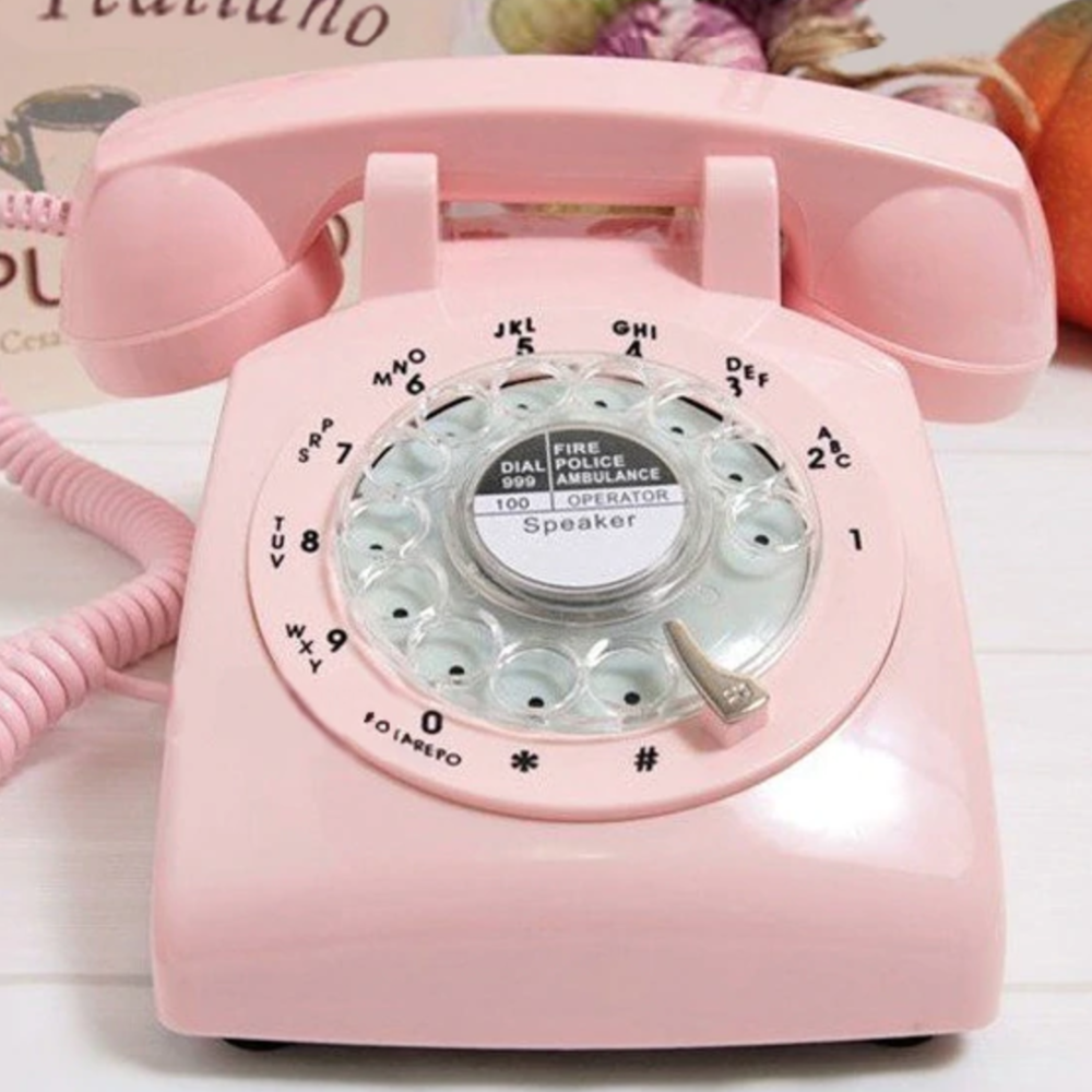 Ретро телефон розовый