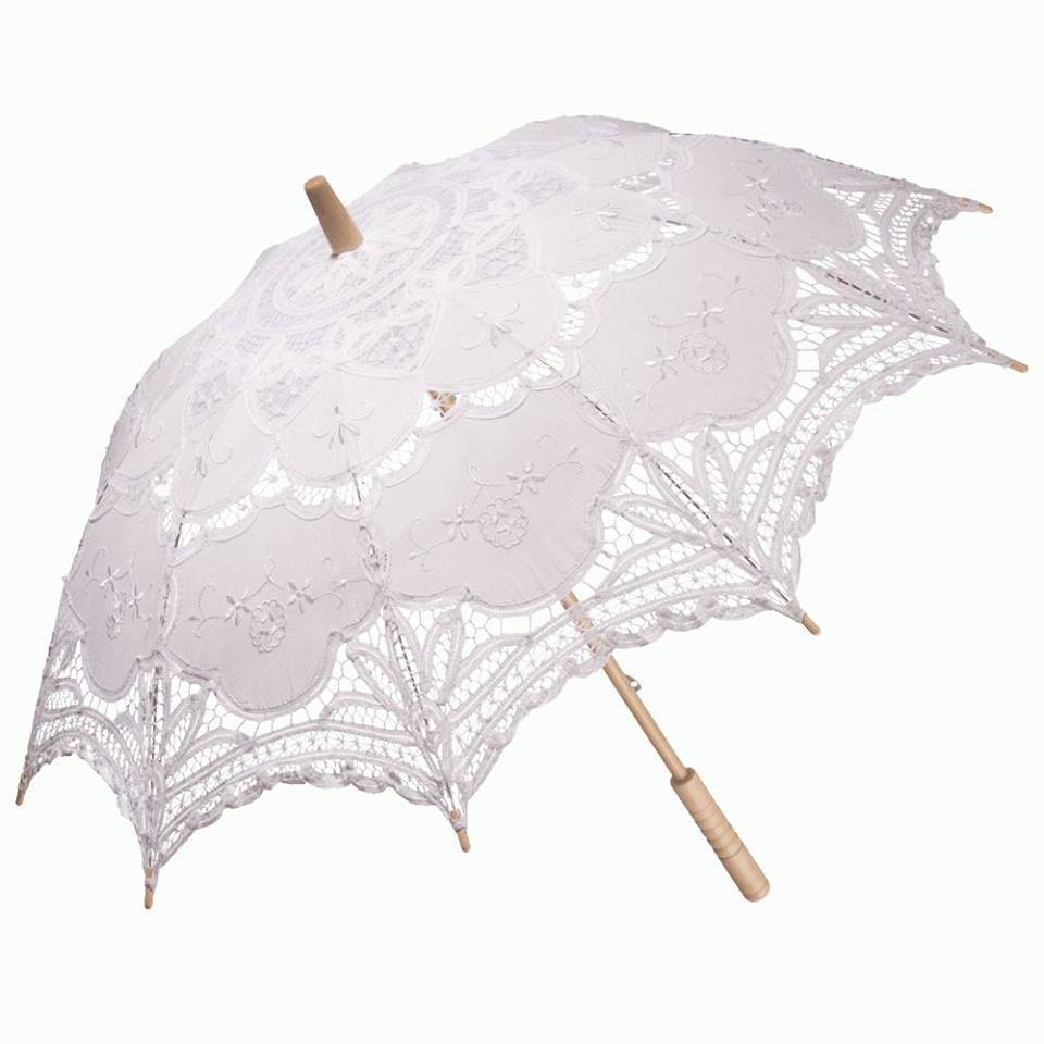 Зонт с ажурным плетением из натурального хлопка белый