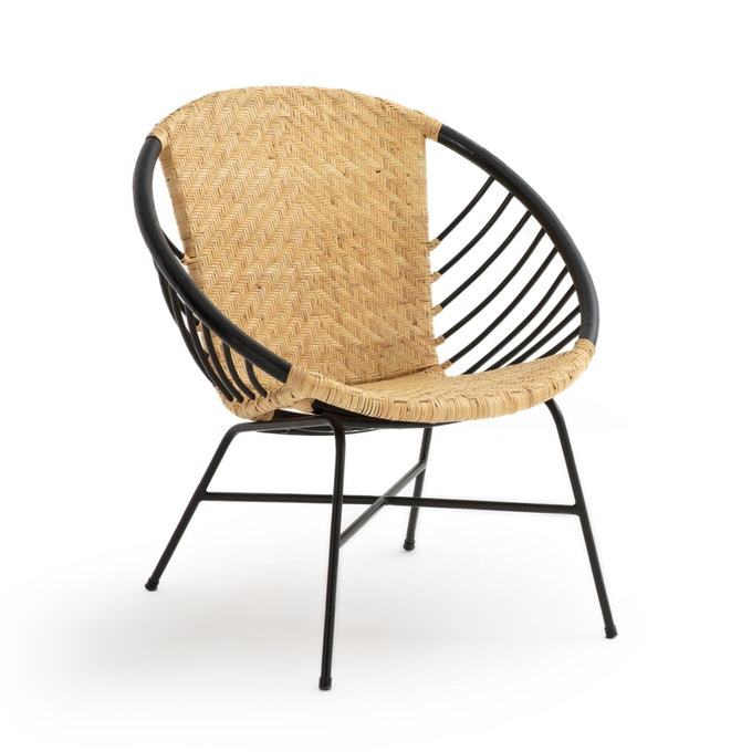 Кресло из ротанга и черного металла