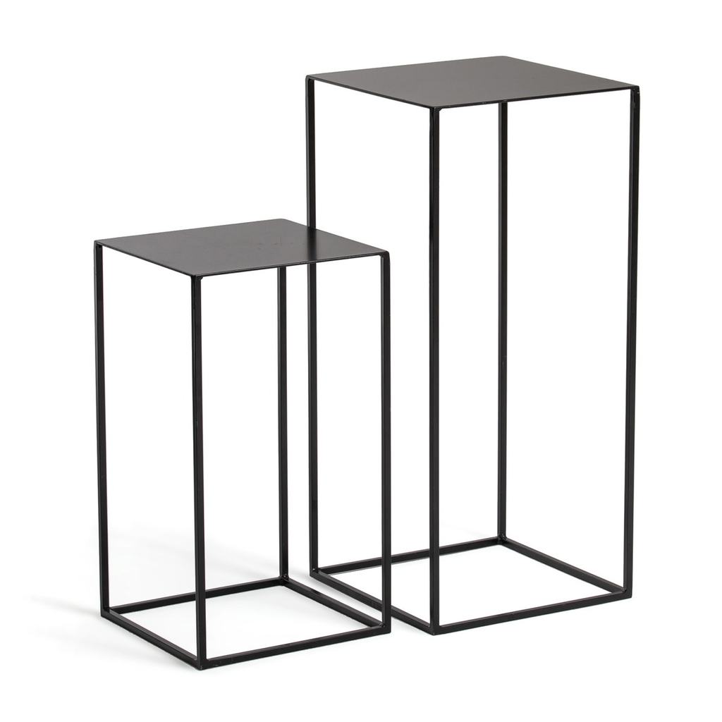 Комплект из 2 вставных столиков-табуретов из черного металла