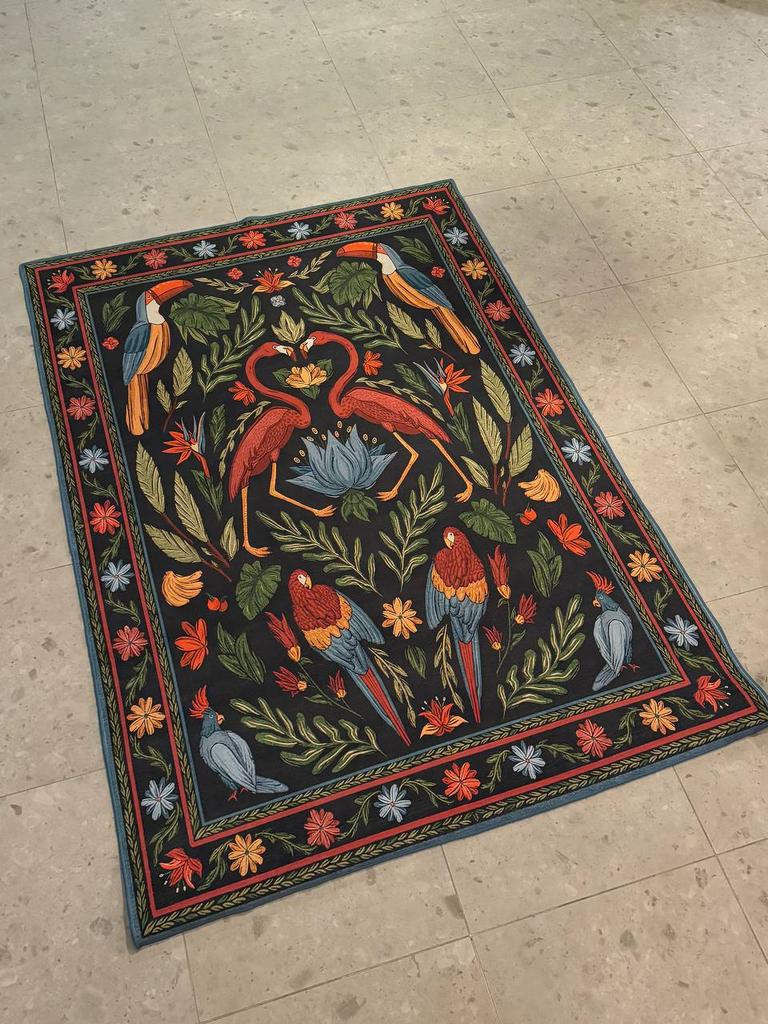 Ковер с птицами черный 160х225