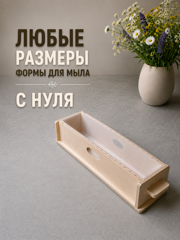 Форма для мыла с нуля с вкладышем 48 см длиной. На 19 кусочков